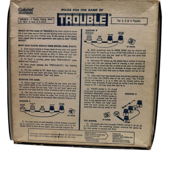Vintage 1977 Gabriel Trouble Board Game Pop-O-Matic Complete NOT Original Box - Picture 7 of 7